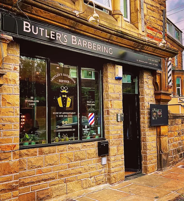 The Butler’s Barbering shopfront on Woodland Lane, Chapel Allerton, Leeds